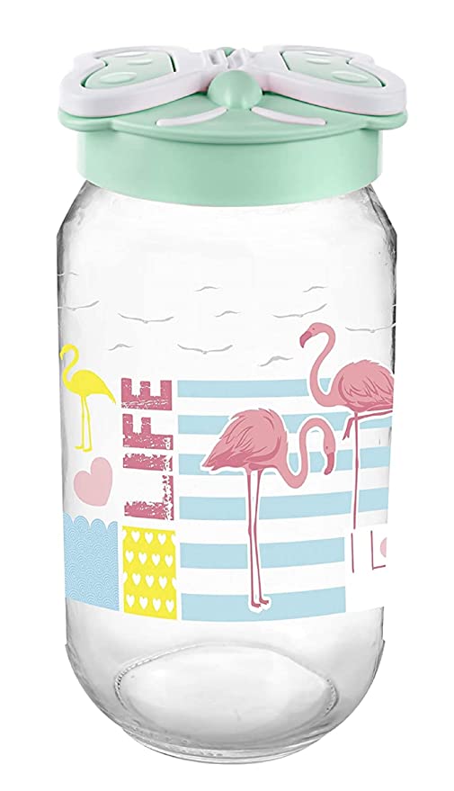 SignoraWare Glass Jar with Handle, 1 Litre, Multicolor