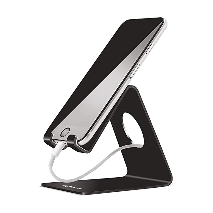 Portronics MODESK Universal Mobile Holder Stand with Metal Body, Anti Skid Design, Light Weight for All Smartphones, Tablets, Kindle, iPad(Black)