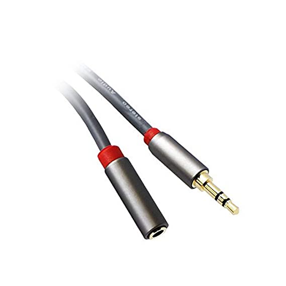 C&E CNE724478 50 FT(15.2 M) 3.5mm Aux Male to Female Extension Stereo Audio Cable Grey (50 Feet/15.2 Meters) Compatible for iPhone, iPad or Smartphones, Tablets, Media Players