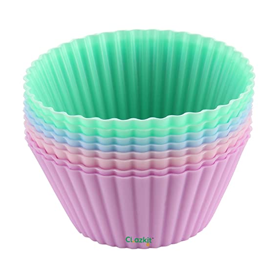 Clazkit Silicone Muffin Cup Moulds - 8 Pieces, Assorted, Silicone