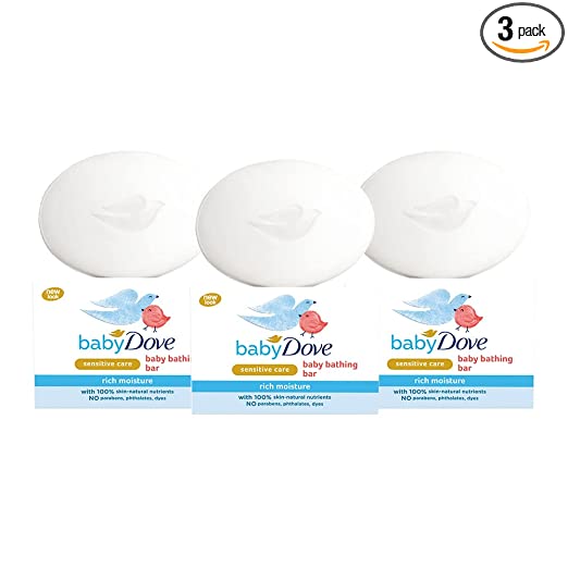 Baby Dove Rich Moisture Bar- Hypoallergenic, No Parabens, No Sulphates, No Phthalates 75 g (Pack Of 3)