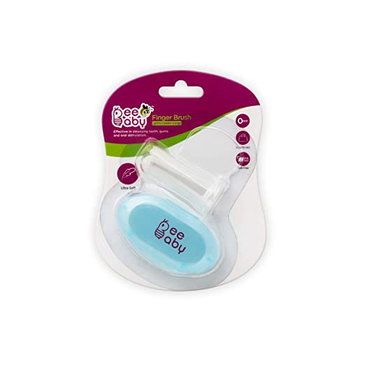 BeeBaby Silicone Baby Finger Brush with Carry Case (Pack of 1, Blue)