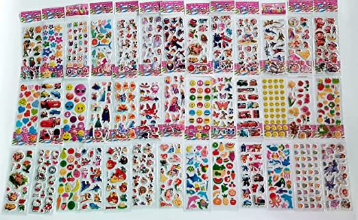 Gifting Square Cartoon Puffy 3D Cute Stickers Funny for Kids On Gifts (10 Sheet)