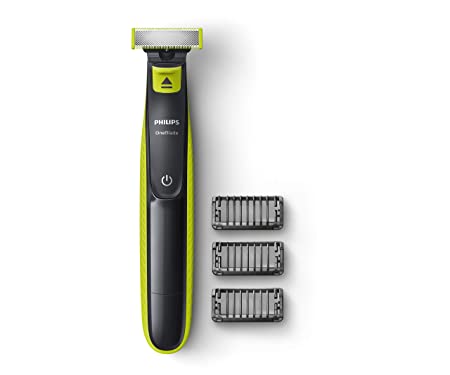PHILIPS QP2525/10 Cordless OneBlade Hybrid Trimmer and Shaver with 3 Trimming Combs, Lime Green