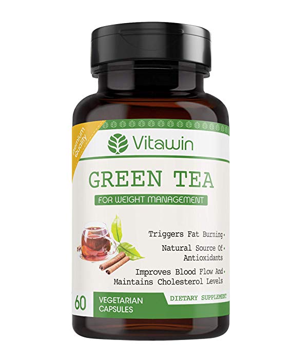 VITAWIN Green Tea Capsules for Men and Women for Weight Management and Fat Loss , 500 mg - Pack of 60