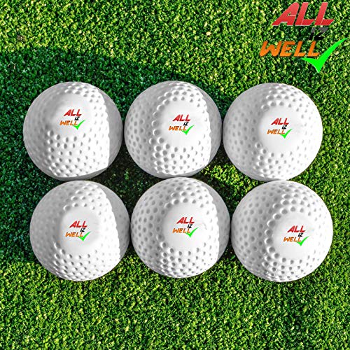 ALL IZ WEL Solid Plastic Field Hockey, Cricket, Golf Training Practice Ball (White, Standard Size, 1)