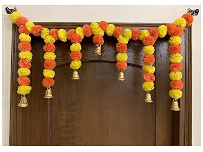 SPHINX Artificial Marigold Garlands Door Toran Set (yellow and orange, 1 Piece)
