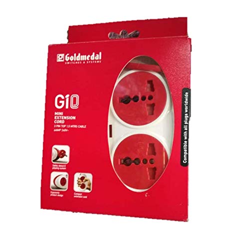 Goldmedal Gio 2-Pin Extension Board with 2.5 Meter Extension Cord