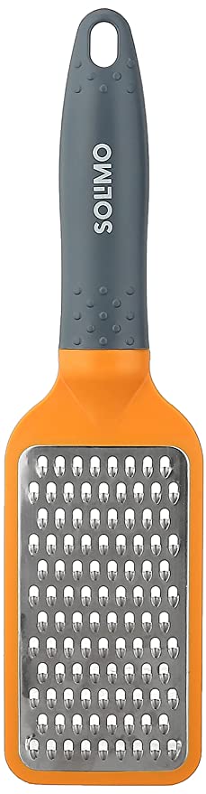 Amazon Brand - Solimo Stainless Steel Cheese Grater with ABS Handle, Blue and Yellow