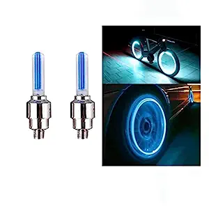 AutokraftZ Bike/Bicycle Tyre Led Light Rim Valve Cap Flashing With Motion Sensor Blue (Set Of 2 Pcs) for Car Motorcycles (Bike Led Lights)