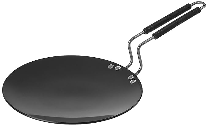 Amazon Brand - Solimo Hard Anodized Aluminium Roti Tawa with Bakelite Wire Handle (27cm, 4mm thickness), Black