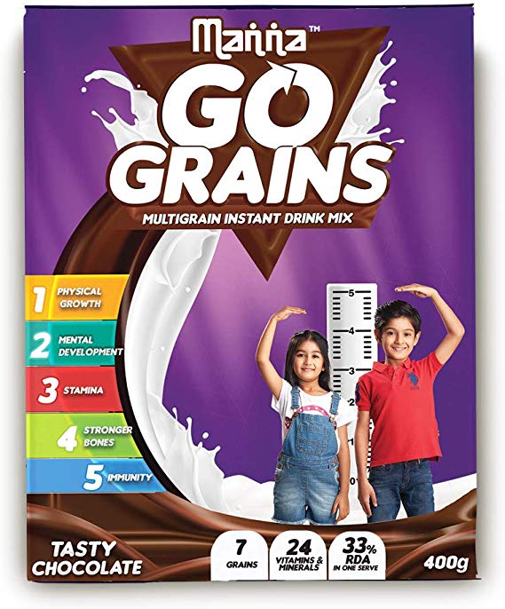 Manna Go Grains - Multigrain Instant Drink Mix - 400g Pack (Chocolate Flavour)
