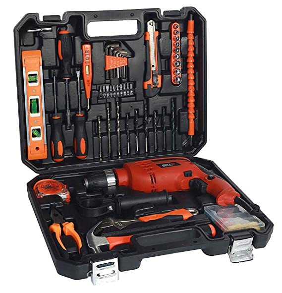 IBELL Professional Tool Kit with Impact Drill TD13-100, 650W, Copper Armature, Chuck 13mm Keyless Auto, 115 Home Essential Tools/Accessories