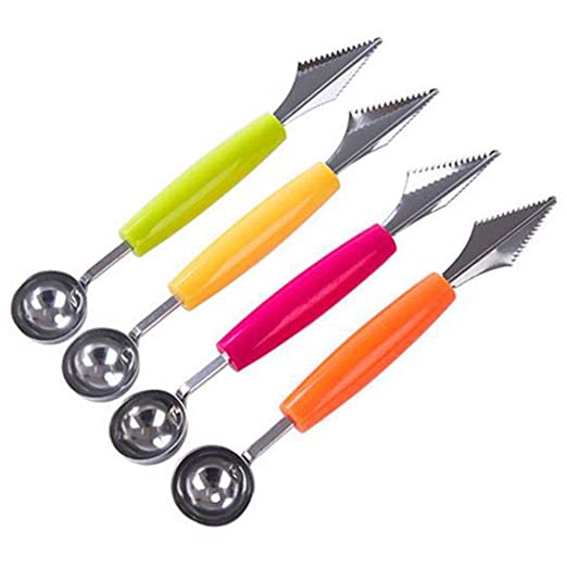 Garden of Arts Stylish Dual Purpose Melon Baller Fruit Carving Knife, Fruit Slicer, Watermelon Scoop, Melon Digger, Fruit Baller, Ice Cream Spoon Set of 1,