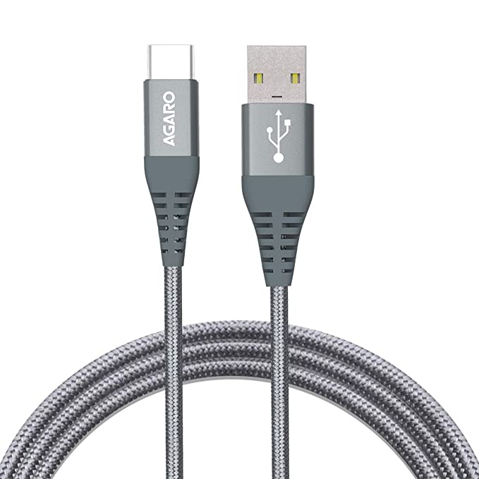 AGARO USB-A to Type C Cable, Unbreakable Braided Cable, 3A Fast Charging, Compatible with All Type C Devices Including Smartphones, Tablets etc, PD Technology, 1 M (3.2Ft), 480 Mbps Data Transmission