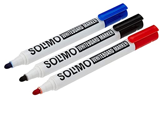 Amazon Brand - Solimo White Board Markers Set (10 pieces, Black-5, Blue-3, Red-2)