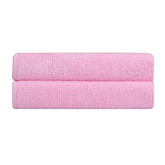 Bathla Spic & Span Multi Purpose Micro Fiber Cleaning Cloth - 340 GSM: 30cmx30cm (Pack of 2 - Pink)