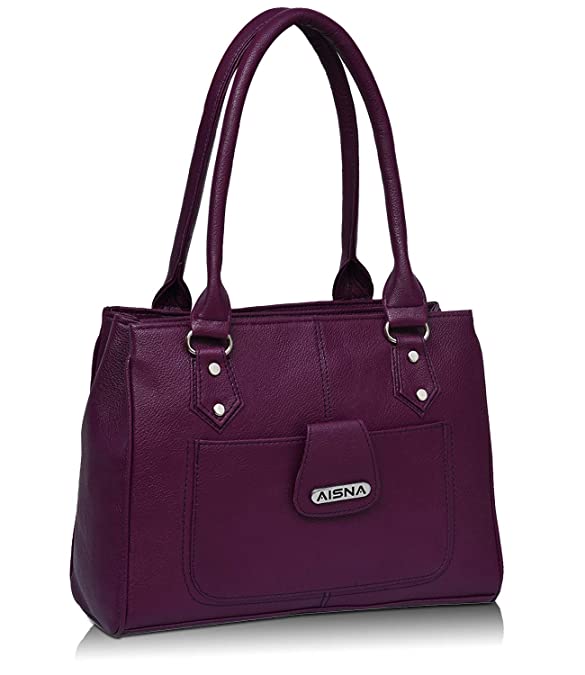 Aisna Purple Handbags for women 3 sapcious partitions and 3 pockets