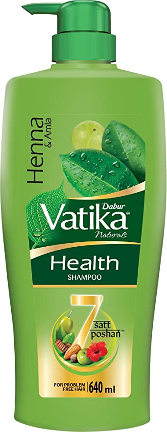 Dabur Vatika Health Shampoo - 640ml | With 7 natural ingredients | For Smooth, Shiny & Nourished Hair | Repairs Hair damage, Controls Frizz | For All Hair Types | Goodness of Henna & Amla