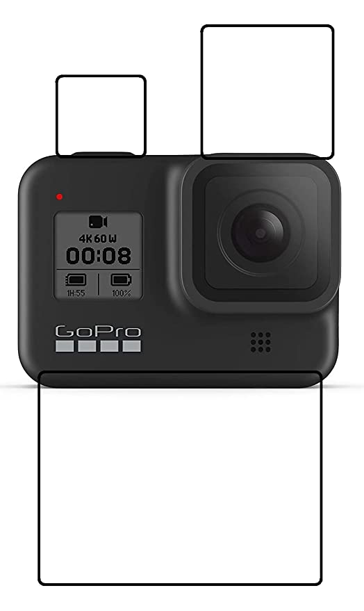 M.G.R.J® Tempered Glass Screen Protector for GoPro Hero 8 with Edge to Edge Coverage and Easy Installation kit (Front/Back & Display) (3 P'cs Set)