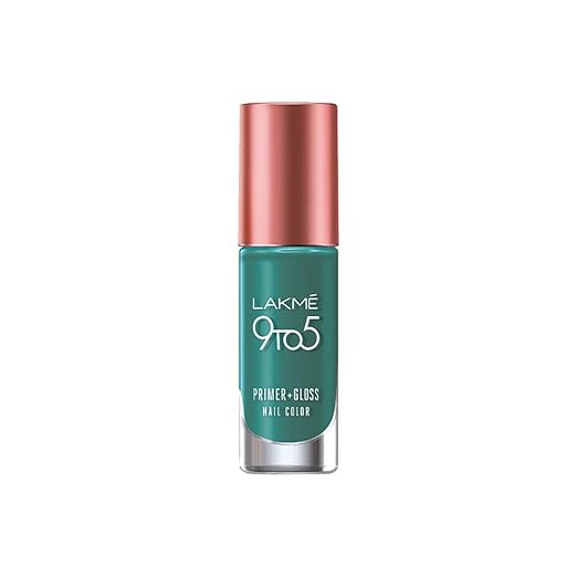 Lakmé 9 to 5 Primer + Gloss Nail Colour, Teal Deal, 6 ml