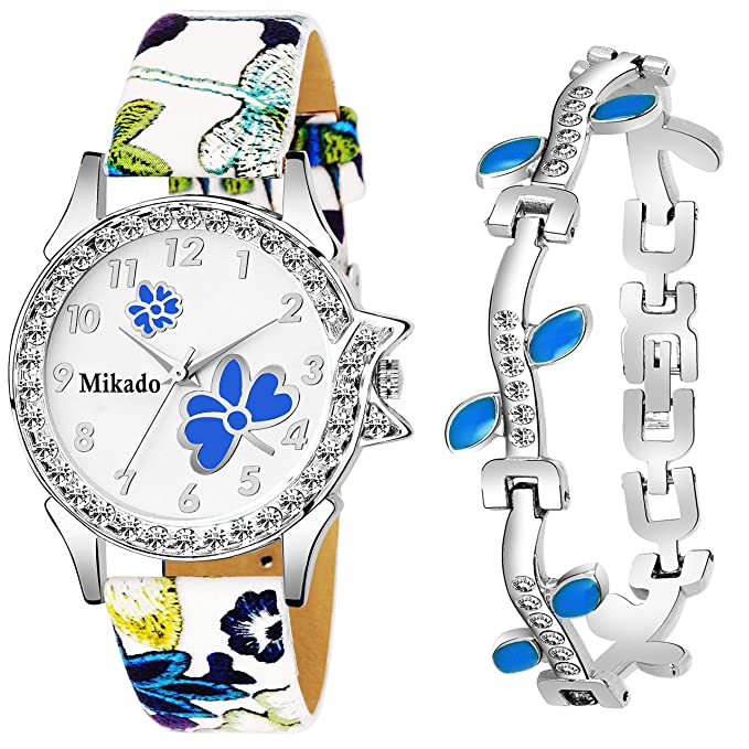 Mikado Evergreen Bracelet Style Combo Set for Girls Analog Watch - for Girls