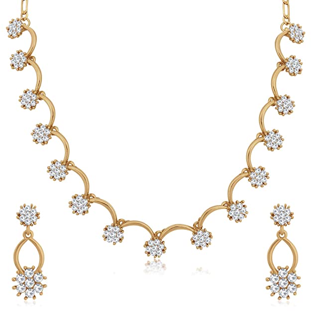 Sukkhi Floral Mehandi Gold Plated Wedding Jewellery Austrian Diamond Necklace Set for Women (N79519)
