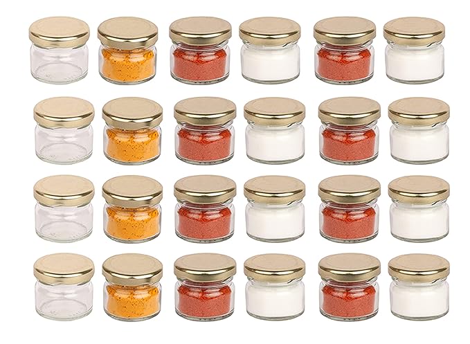 Pure Source India Very Small Glass Cookie Jars 20 Ml, 24 Piece, Clear