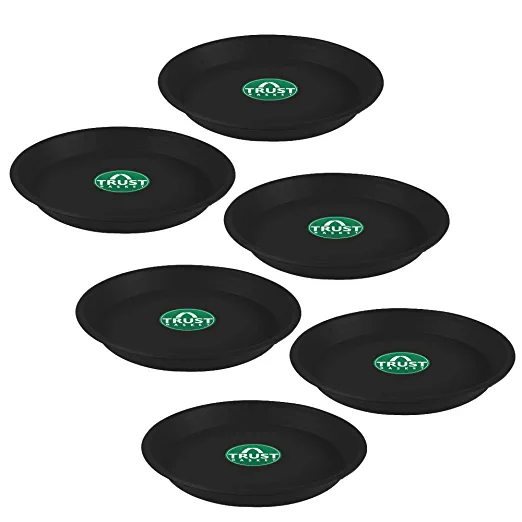 TrustBasket UV Treated Round Bottom Tray(Plate/Saucer) Suitable for 6 inch Round Plastic Pot - Black Color-Set of 6 | Heavy Duty Highly Durable Plant saucerGamla for Indoor Home Decor & Outdoor Balcony Garden