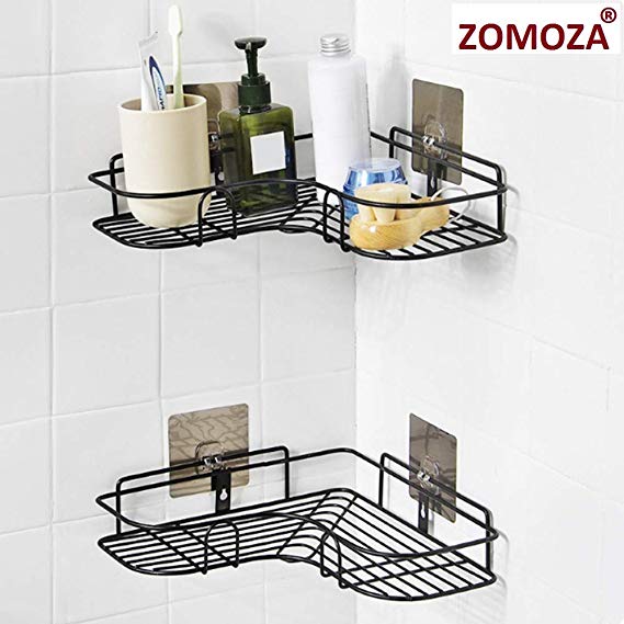 ZOMOZA Wrought Iron Kitchen Tripod Bathroom Corner Storage Shelves and Racks (Multicolour, 36x26.7x6 cm)