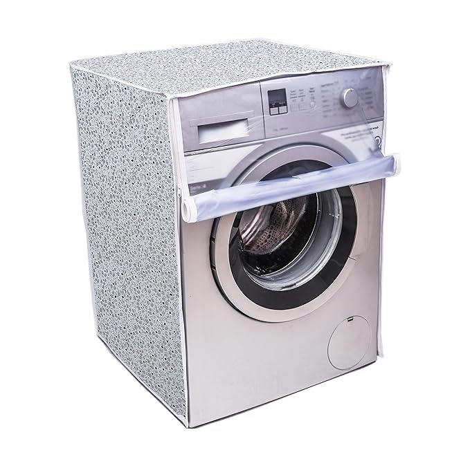 Front Load Washing Machine Cover Suitable for 6.5 kg, 7kg & 7.5 KG (Fits for IFB,LG,Samsung) Waterproof & Dustproof (SMALL WHITE FLOWERS)