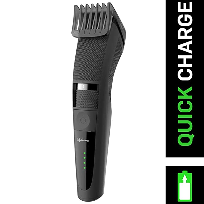 Lifelong Beard Trimmer for Men | Quick Charge (2 Hours) | Runtime: 60 Mins | 20 Length Settings | Cordless | USB Charging | 1 Year Warranty (LLPCM07) - Black
