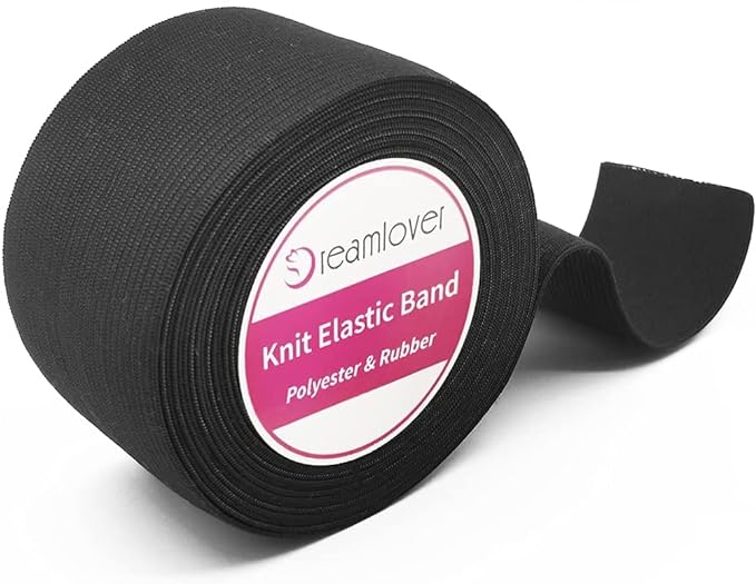 Dreamlover Black Elastic Spool Elastic Sewing Band for Wigs Waistband Underwear Pants Shoes Sheets Costumes Craft DIY Projects, 1 Inch x 5 .5 meters