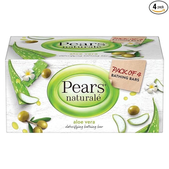 Pears Naturalé Detoxifying Soap Bar, Aloe Vera, 125g (Pack of 4)