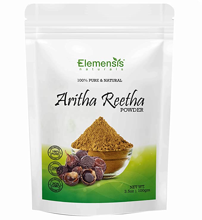 Elemensis Naturals Pure & Natural Aritha/Reetha/Ritha/Soapnuts (Sapindus Mukorossi) Powder For Silky & Smooth Hairs, 100gm
