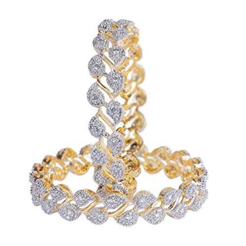 Jewels Galaxy Designer American Diamond Gold Plated Bangles for Women/Girls