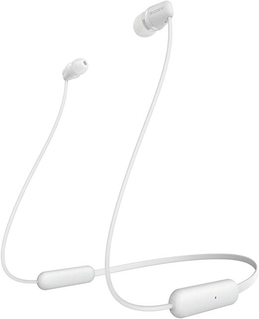 Sony WI-C200 Wireless In-Ear Headphones with 15 Hours Battery Life, Quick Charge, Magnetic Earbuds for Tangle Free Carrying,Metallic Finish, Bluetooth ver 5.0, Headset with mic for phone calls (White)