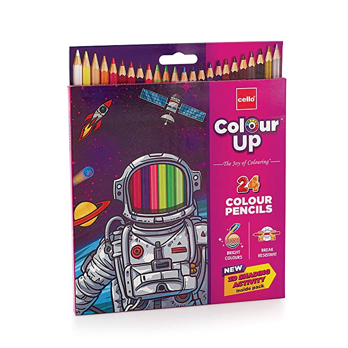 Cello ColourUp Colour Pencil Set | Pack of 24 Colour Pencils |Bright and Strong Colours Pencils | Non-Toxic Colouring set |Safe Colour Pencils for Children | Cello Colour Pencils