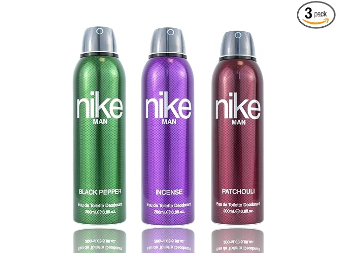 Nike Black Pepper + Incense + Patchouli Fresh Spray Deodorant for Men - Long-Lasting, Fresh Scent - 3 Pack (200ml Each) | Perfect for Confidence
