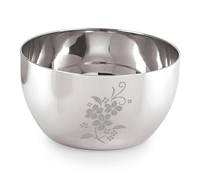 Neelam Stainless Steel Bowl, 5 Inch 18 Gauge JK Vati, 150 ml, Silver, Single Piece, Durable Quality, Silver Finish, Durable, Elegant, Perfect for Serving Snacks, Desserts, and Condiments