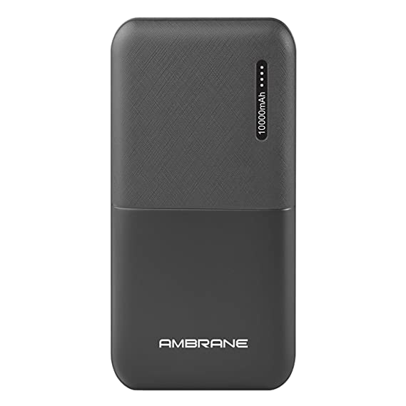 Ambrane 10000mAh Li-Polymer Powerbank with Compact Size & Fast Charging for Smartphones, Smart Watches, Neckbands & Other Devices (Capsule 10K, Black)