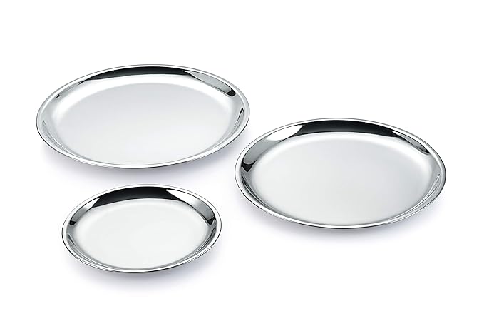 Neelam Stainless Steel 8 22G Plate Neelam China, 18 cm, Silver, Set of 4