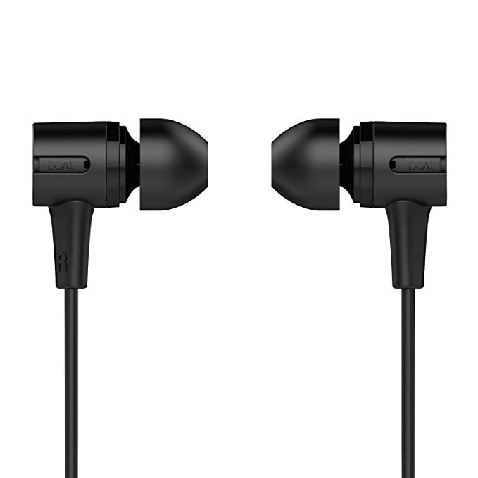 boAt BassHeads 102 Wired Earphones with Immersive Audio, Multi-Function Button, in-line Microphone & Perfect Length Tangle Free Cable (Charcoal Black)