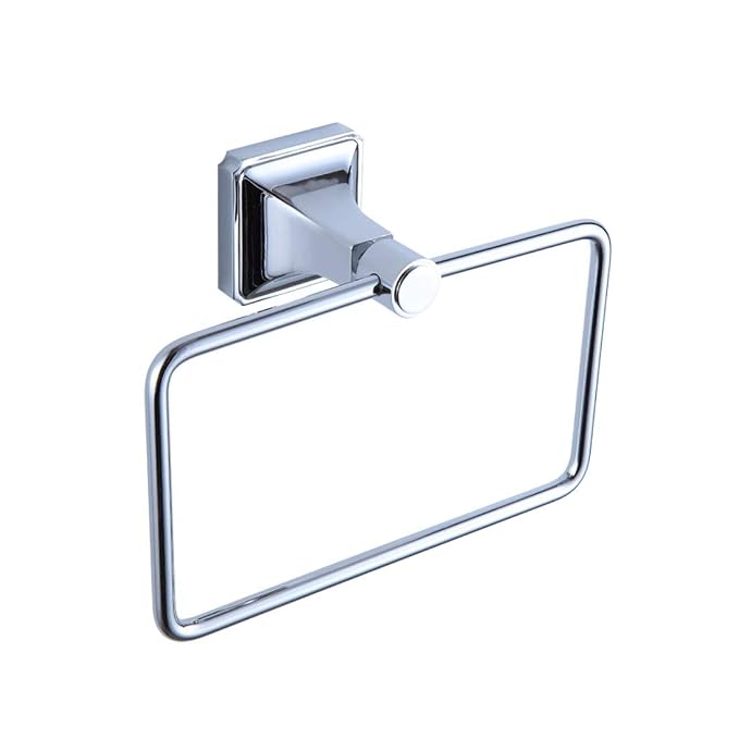 RONTENO Towel Ring for Bathroom Wall | Stainless Steel Rectangular Shaped Wall-Mounted Napkin Holder | Toilet Paper Holder Include with Screw | Hardware Hanger Accessories(1Pc, Silver)