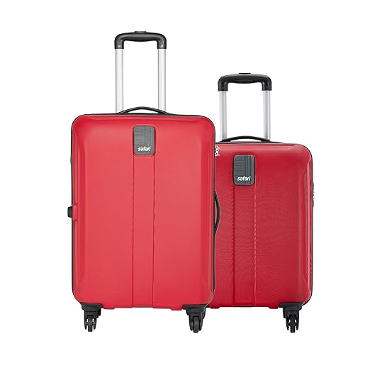 Safari Thorium Sharp Anti-Scratch Combo Set of 2 Red Small, Medium Check-in 4 Wheel Hard Suitcase