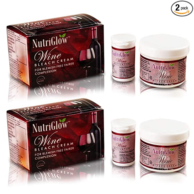 NutriGlow Wine Bleach Cream for Lighten Facial Hair | Naturally Glowing Skin For Women| Dark Spot Corrector| Blackheads, and Tan Removal Treatment| (43gm Each)(Pack of 2)