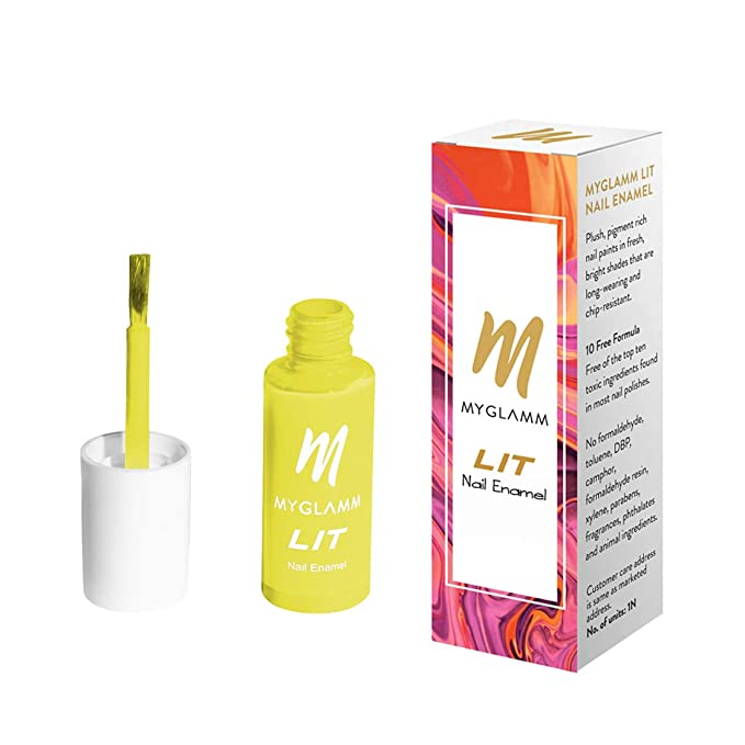 MyGlamm LIT Nail Enamel-No Chill (Yellow)-7ml | Nail Polish | Nail Paint | Long Lasting Nail Polish | Chip Resistant | Glossy Finish