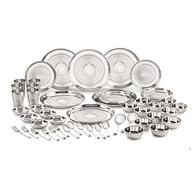 Neelam Stainless Steel Dinner Set (Set of 50 Pcs Diamond)