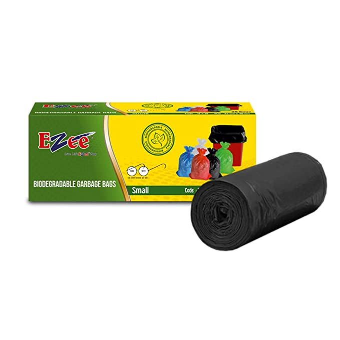 Ezee Plastic Bio-Degradable Garbage Bags, Black, Small, 30 Bags