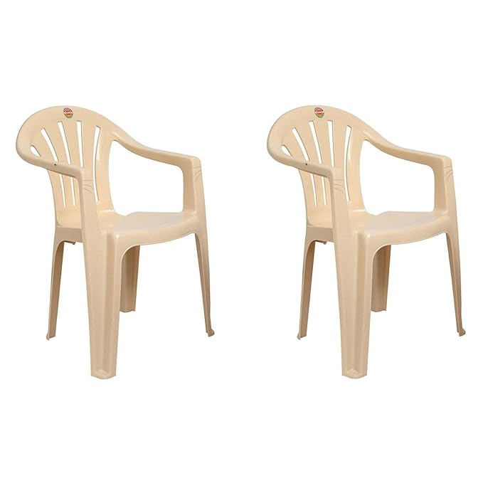 Cello Capri Chair Set (Plastic, Beige, Pack of 2)